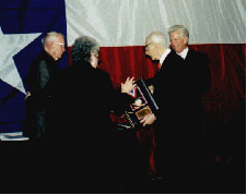Michel T. Halbouty receiving award